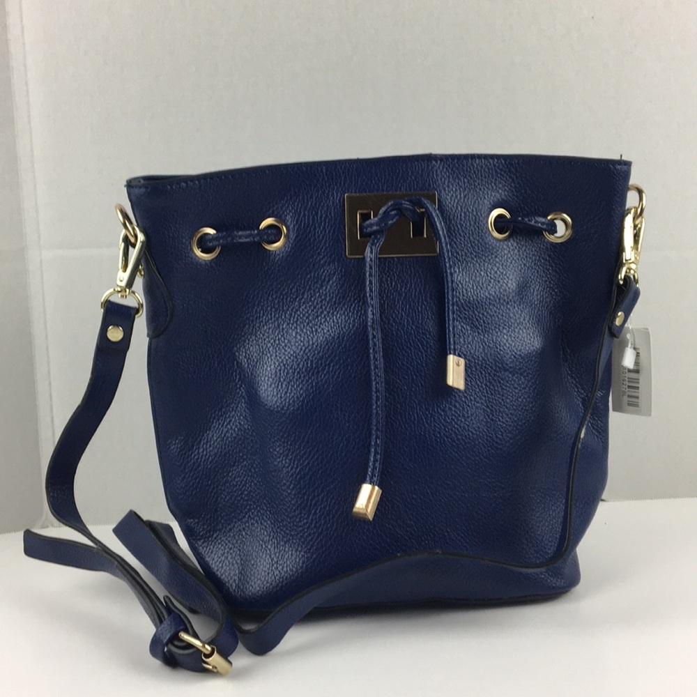 Blue drawstring shoulder bag